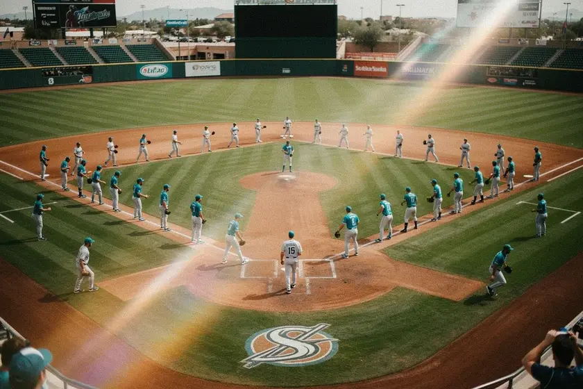 San Francisco Giants top prospects warming up at Scottsdale Stadium for 2026 Spring Breakout game