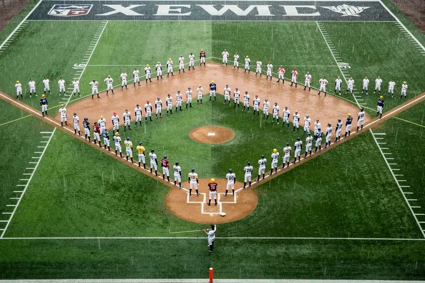 Kyler Murray in baseball gear during 2018 MLB Draft era, representing his potential Athletics return