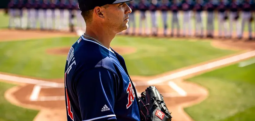 Washington Nationals pitcher warming up at spring training, representing the Zack Littell signing fo