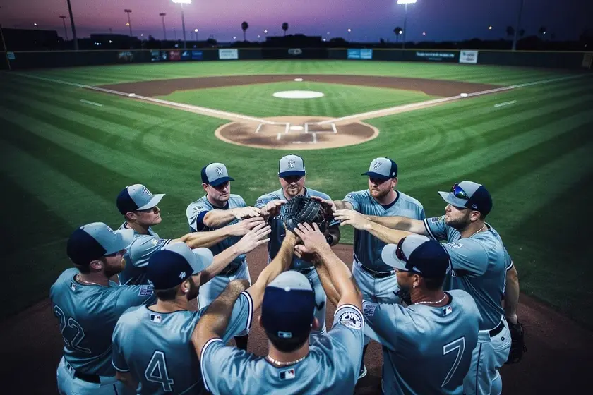 New York Yankees pitcher Chase Hampton throwing in spring training at minor league camp 2026
